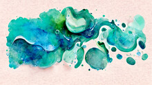 Abstract Watercolor Background Texture Hand Painted Graphic Resource Color Water Drops Burst Aquatic Green Teal Sand Multicolor Banner Wallpaper Scan