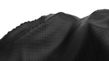 Black Mountain Topography Surface With Black Grid Line. 3D Illustration. 3D CG.