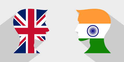 Wall Mural - face to face concept. united kingdom vs indian. vector illustration