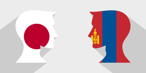 Wall Mural - face to face concept. japan vs mongolia. vector illustration