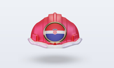 3d engineer Croatia flag rendering front view