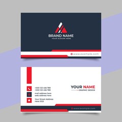 Sticker - Red modern creative business card and name card, horizontal simple clean template vector design