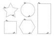 Paper cut set scissors cut outline for frame print design. Vector illustration. Stock image. 