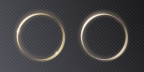 Aufkleber - Light gold circle. Round golden line light effect. Glowing golden circle. PNG. EPS vector