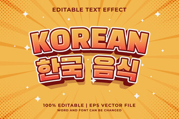 Poster - Editable text effect Korean Food 3d cartoon template style premium vector