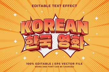 Poster - Editable text effect Korean Movie 3d cartoon template style premium vector