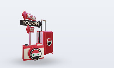 3d tourism day Syria flag rendering left view