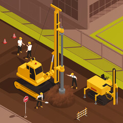 Well Drilling Isometric Illustration