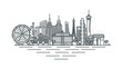 © johnsmith_aps - Las Vegas, Nevada, USA architecture line skyline illustration. Linear vector cityscape with famous landmarks, city sights, design icons. Landscape with editable strokes.