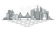 San Francisco, California, USA architecture line skyline illustration. Linear vector cityscape with famous landmarks, city sights, design icons. Landscape with editable strokes.