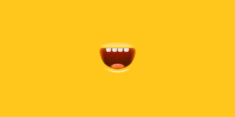 Vector Cartoon mouth isolated on orange background. Funny and cute Monster mouth with teeth and tongue