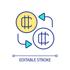 Wall Mural - Cryptocurrency exchange RGB color icon. Financial operations on stock market. Buying and selling. Isolated vector illustration. Simple filled line drawing. Editable stroke. Arial font used