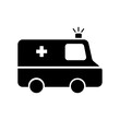 © Dio - Ambulance icon, full black. Suitable for website, content design, poster, banner, or video editing needs