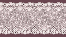 Wide Lace Trim With Little Flower And Line.