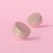 Gold metallic round tin, editable cosmetic jar mockup. 3d rendering