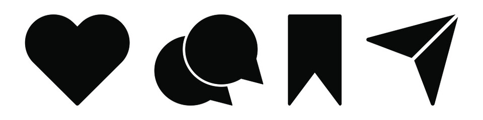 Poster - Like, comment, share and save. Modern vector icons isolated on white background.