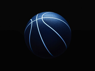 Wall Mural - 3D rendering of basketball ball against black background. Graphical element with abstract concept of sport equipment