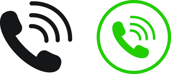 Poster - phone icon set vector in black and green colors . telephone icon symbol isolated. call icon