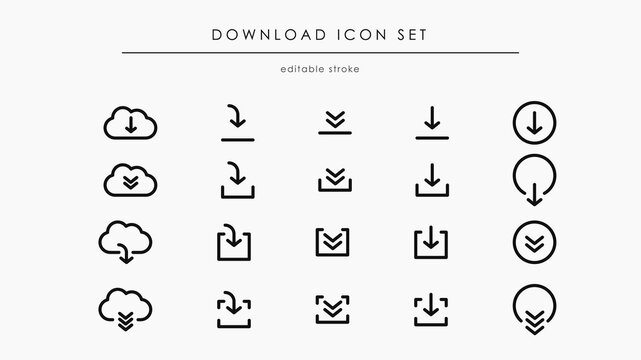 Download linear vector icon set for web downloading