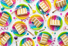 Birthday Party Background With Birthday Cake Slices
