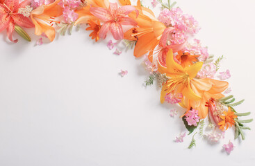 bright summer flowers on white background