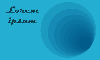 Poster - Abstract blue landing page with circles. Artistic poster with a dark hole at the bottom.