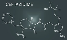 Skeletal Formula Of Ceftazidime Cephalosporin Antibiotic Drug Molecule.