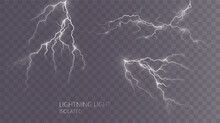 Light White Isolated Vector Lightning Png. Magic Light Abstract Lines. Realistic Natural Lightning Effects.