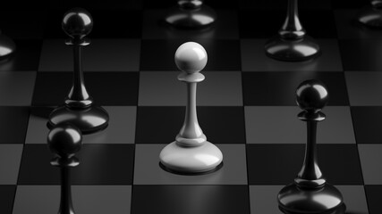 Winning chess pawn concept. Beat Competitors. Think different concept