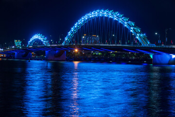 Wall Mural - Night view of Dragon bridge, Da Nang, Vietnam.