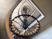Old Forged Chandelier Hanging In The House