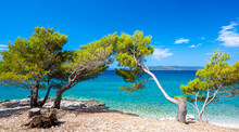 View On Amazing Azure Adriatic Sea On Dalmatian Coast On Makarska Riviera In Dalmatia In Croatia