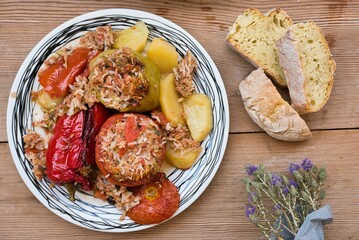 Poster - Gemista,Traditional greek food, stuffed tomatoes and peppers