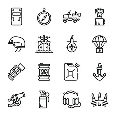 Wall Mural - Set of War Linear Icons

