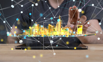 Poster - conference Digital Network and data concept 3d