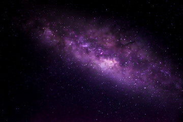 Wall Mural - milky way in the night sky and stars on dark background with noise and grain. photo taken with long 