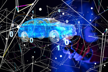 digital car technology smart in virtuel room