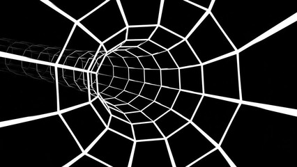Poster - seamless looping wireframe hole tunnel, Tunnel through space. Optical illusion. 3d rendering. 4K UHD
