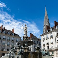 Poster - Nantes, a beautiful city in France, the fountain place Royale