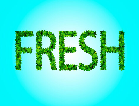 A bright company sign on a blue background. Letters of the white and green alphabet.