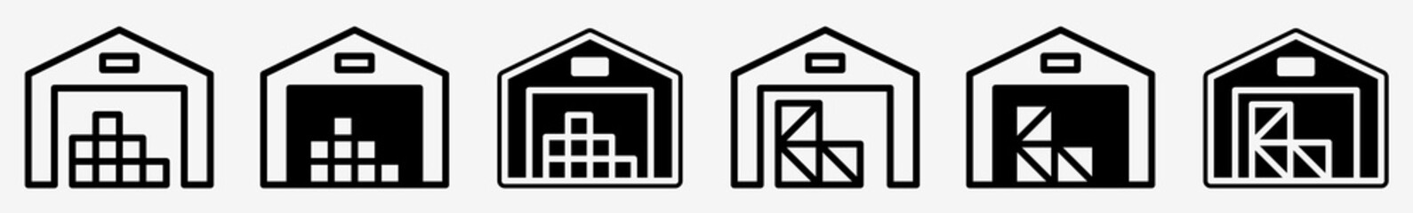 Wall Mural - warehouse icon storage hall warehouse set | warehouses icon storehouse vector stock illustration log