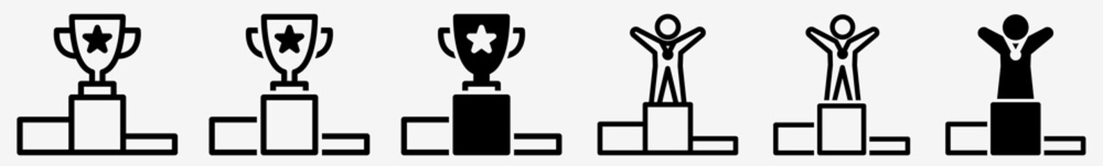 Winner Icon Award Winner Set | Winners Icon Champion Vector 1st Place Illustration Prize Logo | Podium Winner Icon Isolated Cup Winner Collection