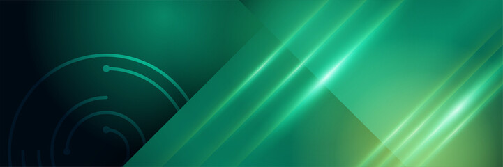 Green technology digital banner design. Design modern luxury futuristic technology background. Game tech wide banner vector illustration. Hi tech digital communication. Abstract tech background.