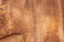 Petroglyph Or Rock Art Carvings Of Native Americans On A Canyon Wall In Freemont,  National Park Capitol Reef  Utah, USA