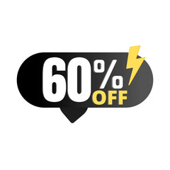 60% flash offer, super black discount icon, Vector illustration, Sixty 