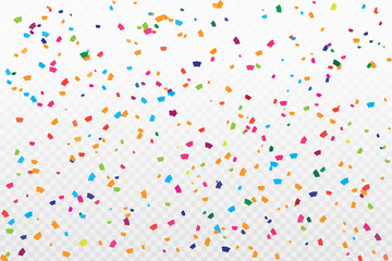 Poster - Vector realistic colorful confetti on the transparent background. Concept of happy birthday, party and holidays