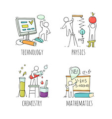 Wall Mural - School subjects icons with education equipment