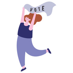 Wall Mural - woman voter with flag