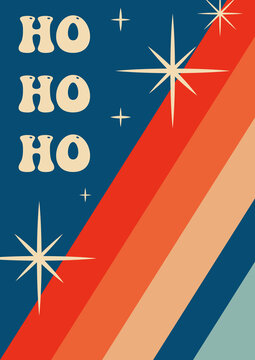 Retro vintage greeting card New Year. Groove Christmas card. Vector illustration