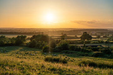 Sticker - Sunset  over east midlands fields near Milton Keynes. Buckinghamshire. United Kingdom landscape